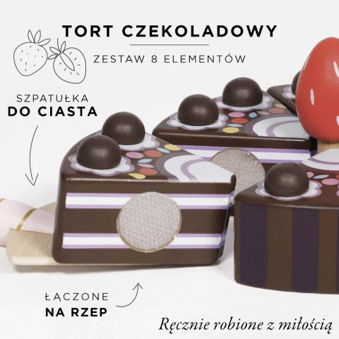 Drewniany tort czekoladowy – zabawka dla dzieci, odgrywanie ról Drewniany tort czekoladowy – zabawka dla dzieci, odgrywanie ról