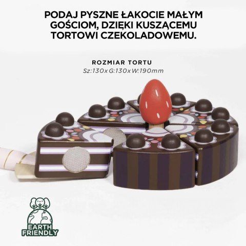 Drewniany tort czekoladowy – zabawka dla dzieci, odgrywanie ról Drewniany tort czekoladowy – zabawka dla dzieci, odgrywanie ról