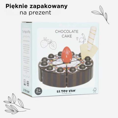 Drewniany tort czekoladowy – zabawka dla dzieci, odgrywanie ról Drewniany tort czekoladowy – zabawka dla dzieci, odgrywanie ról