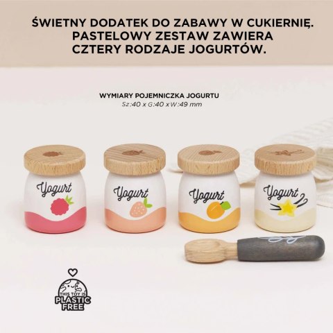 Drewniane jogurty – zestaw do zabawy w kuchnię