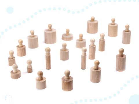 Drewniane odważniki cylindry – sorter Montessori