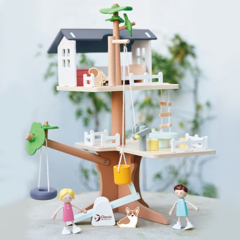Drewniany domek na drzewie dla lalek – 31 el. Drewniany domek na drzewie dla lalek – 31 el.