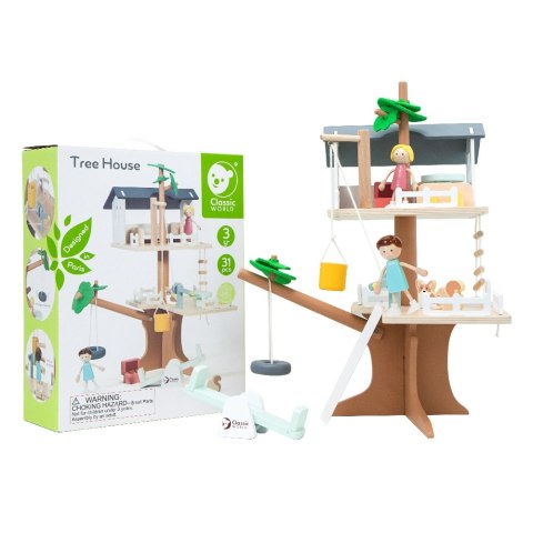 Drewniany domek na drzewie dla lalek – 31 el. Drewniany domek na drzewie dla lalek – 31 el.