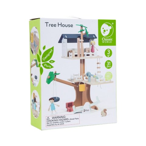 Drewniany domek na drzewie dla lalek – 31 el. Drewniany domek na drzewie dla lalek – 31 el.