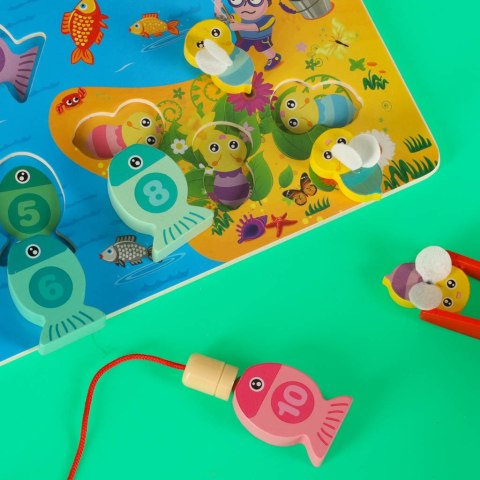 Gra drewniana Łowienie rybek i pszczółek Montessori 🐠🐝 Gra drewniana Łowienie rybek i pszczółek Montessori 🐠🐝