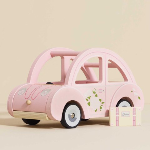 Drewniany różowy samochód retro Sophie – auto dla dzieci