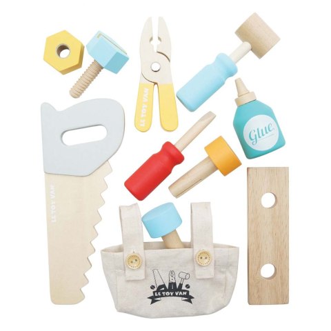 Drewniany zestaw narzędzi – skrzynka z akcesoriami dla małego majsterkowicza