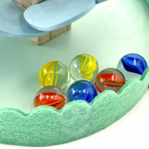 Drewniany kulodrom muzyczne drzewko tęczowe – Montessori, FSC, 6 kulek