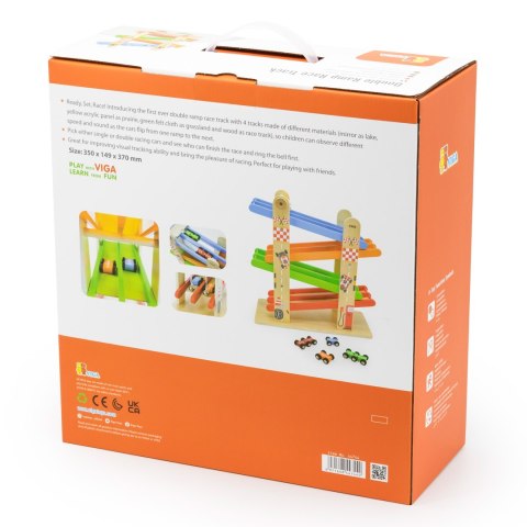 Drewniany tor wyścigowy – podwójna zjeżdżalnia z dzwoneczkami i samochodzikami