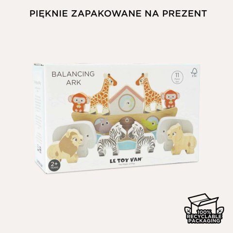 Drewniana Arka Noego – balansująca zabawka edukacyjna z figurkami zwierzątek