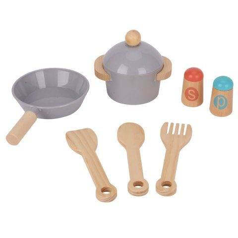 Duża drewniana kuchnia dla dzieci z efektami świetlnymi i dźwiękowymi – 10 elementów, FSC