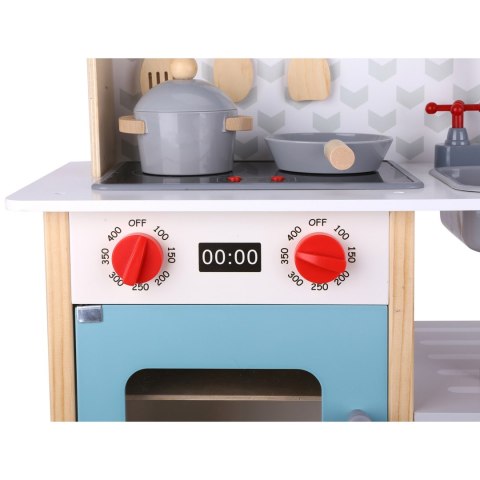 Duża drewniana kuchnia dla dzieci z efektami świetlnymi i dźwiękowymi – 10 elementów, FSC