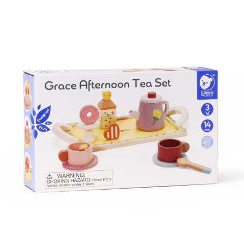 Drewniany zestaw do herbaty i deserów – 14 elementów